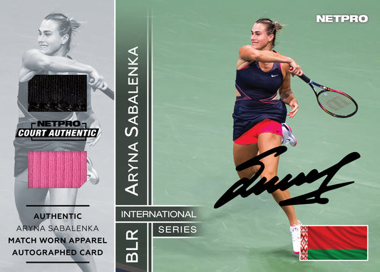 2026 NETPRO International Series Dual Jersey Autograph Aryna Sabalenka Card /50