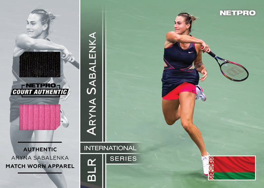 2026 NETPRO International Series Dual Jersey Aryna Sabalenka Card /50