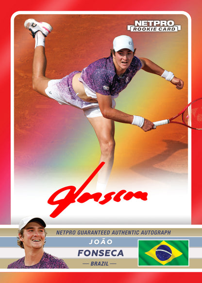 2026 NETPRO Premium Rainbow Red Autograph Joao Fonseca Rookie Card /10