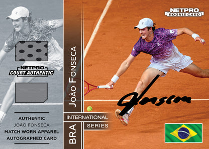 2026 NETPRO International Series Dual Jersey Autograph Joao Fonseca Rookie Card /50