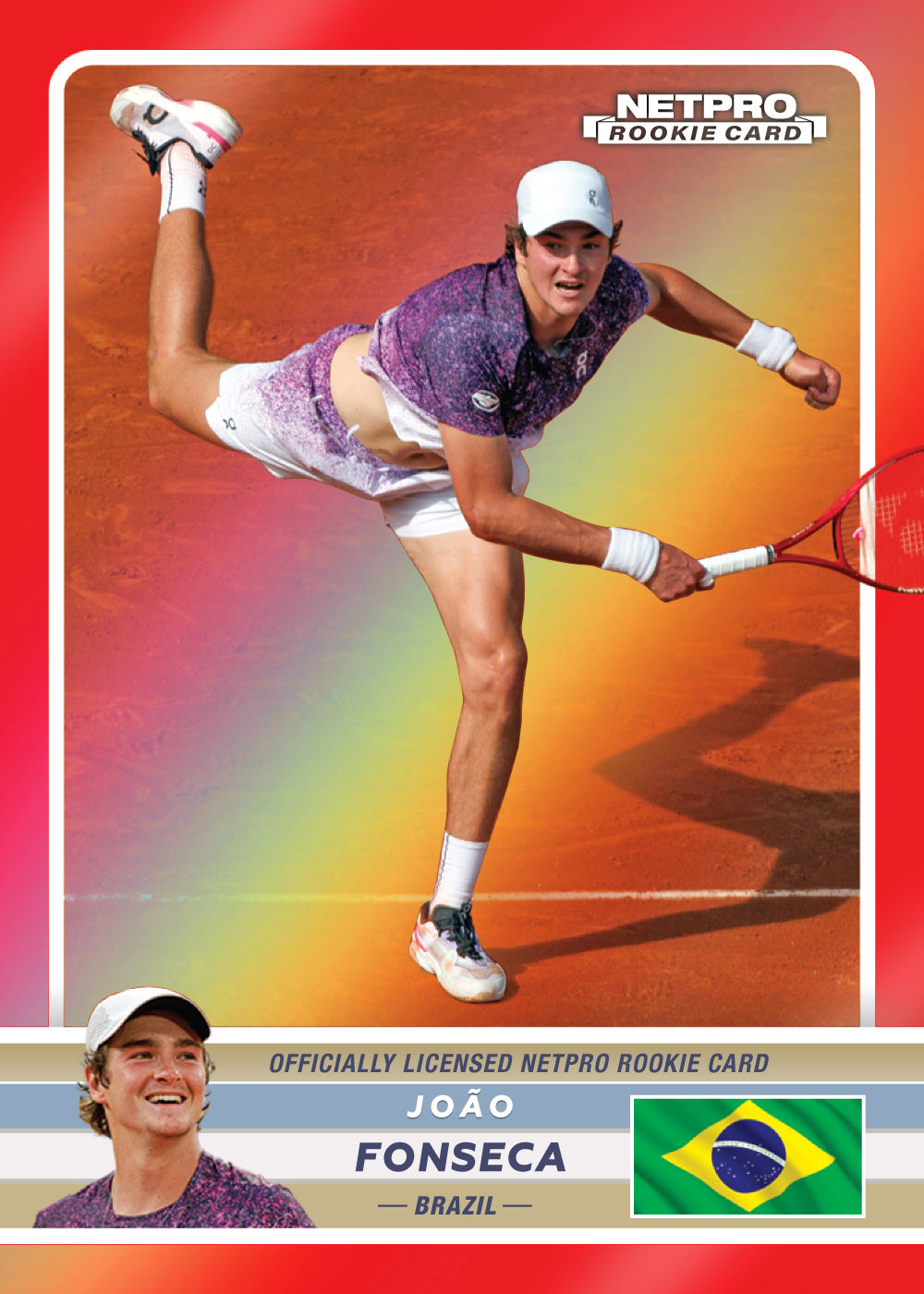 2026 NETPRO Premium Rainbow Red Joao Fonseca Rookie Card /10
