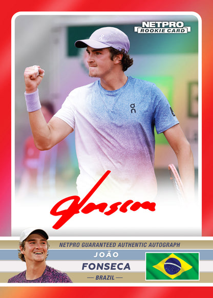 2026 NETPRO Premium Rainbow Red Autograph Joao Fonseca Rookie Card /10