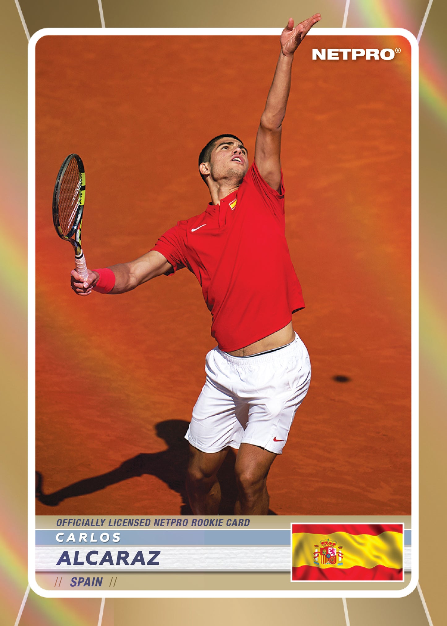 2022 NETPRO Premium Rainbow Red Shirt Carlos Alcaraz Rookie Card /250