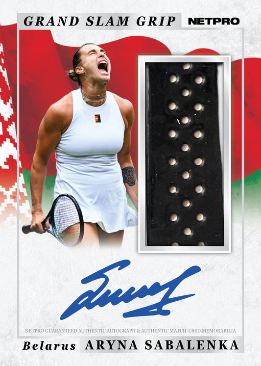 2026 NETPRO Grand Slam Grip Autograph Aryna Sabalenka Card /20