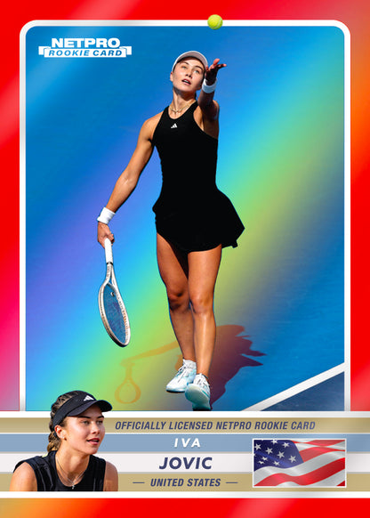 2026 NETPRO Premium Rainbow Red Iva Jovic Rookie Card /10