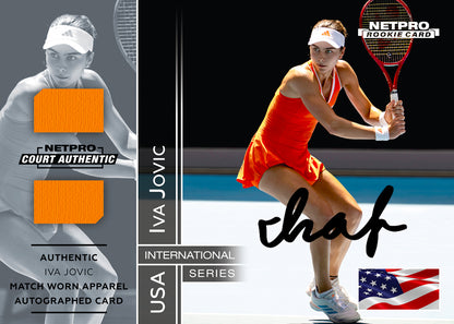 2026 NETPRO International Series Dual Jersey Autograph Iva Jovic Rookie Card /50