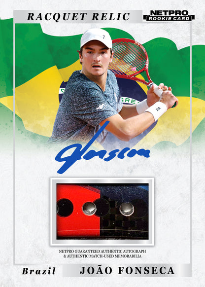2026 NETPRO Racquet Relic Autograph Joao Fonseca Rookie Card /25