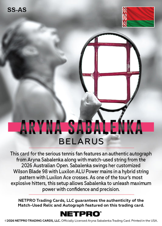 2026 NETPRO Signature Strings Autograph Aryna Sabalenka Card /20